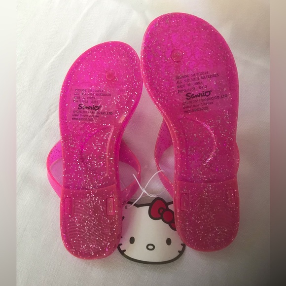 Hello Kitty by Sanrio Breanne Pink Sparkle Jelly Flip Flops Size 5 NIB - Picture 4 of 6